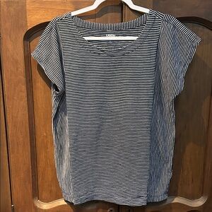 Lands' End Navy & White Striped Short Sleeve Tee